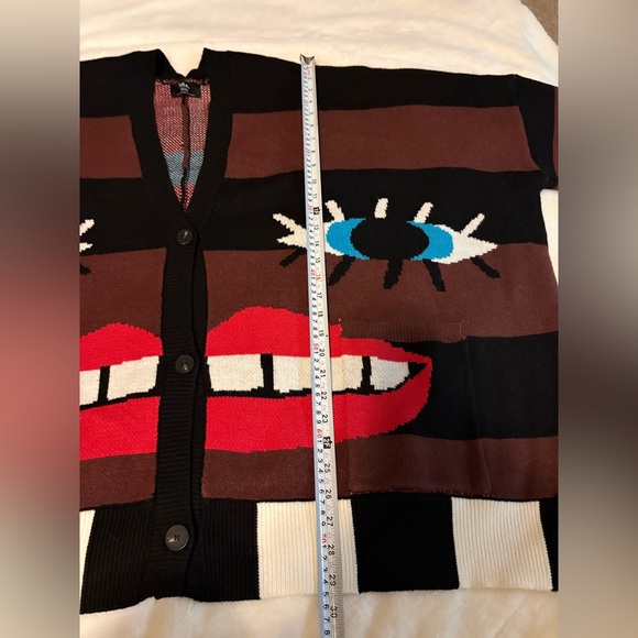 Dressed in Lala “Here’s To The Weirdos” Oversized Cardigan XXL Cozy wearable art - Picture 7 of 11